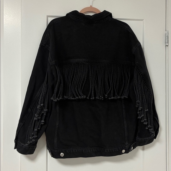 HUGO Black Fringe Denim Jacket - Picture 6 of 6